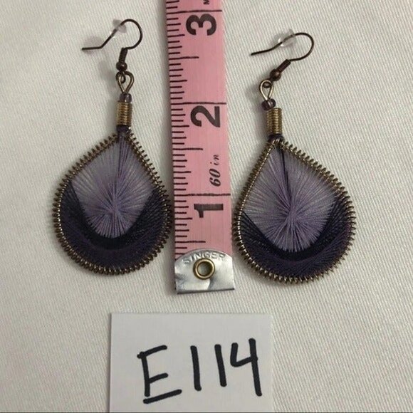 Teardrop Web Dangle Pierced Earrings Purple Black 2 Pairs - Picture 5 of 6